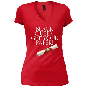 Black Queen Get Your Paper  Vintage Wash V-Neck T-Shirt