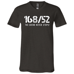 168/52 THE GRIND NEVER STOPS! White print V-neck T-Shirt