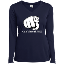 Load image into Gallery viewer, YOU CAN&#39;T BREAK ME Ladies&#39; LS Performance V-Neck T-Shirt