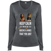 Load image into Gallery viewer, Keep Calm... Ladies&#39; LS Heather Dri-Fit V-Neck T-Shirt