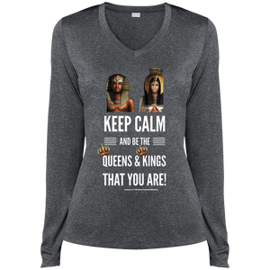 Keep Calm... Ladies' LS Heather Dri-Fit V-Neck T-Shirt