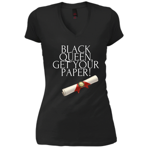 Black Queen Get Your Paper  Vintage Wash V-Neck T-Shirt