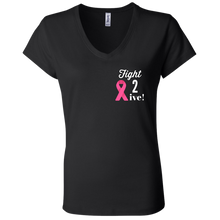 Load image into Gallery viewer, &quot;Fight 2 Live&quot; Ladies&#39; Jersey V-Neck T-Shirt