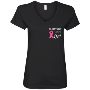 "Survivor Living Life" Ladies' V-Neck T-Shirt