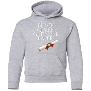 Black Queen Get Your Paper  Youth Pullover Hoodie