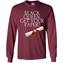 Load image into Gallery viewer, Black Queen Get Your Paper  Youth LS T-Shirt