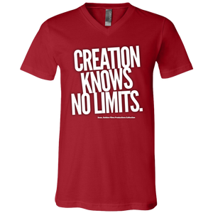 "Creation Knows No Limits" Unisex Jersey SS V-Neck T-Shirt