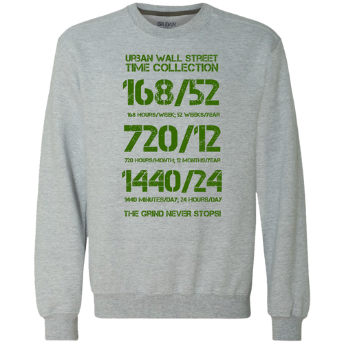 UWS Time Collection (Green print) Heavyweight Crewneck Sweatshirt 9 oz.