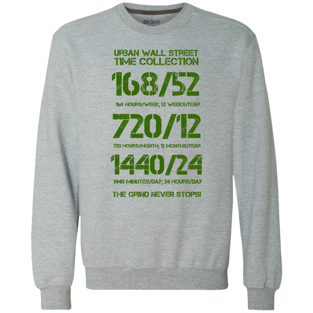 UWS Time Collection (Green print) Heavyweight Crewneck Sweatshirt 9 oz.