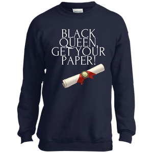 Black Queen Get Your Paper  Port and Co. Youth Crewneck Sweatshirt