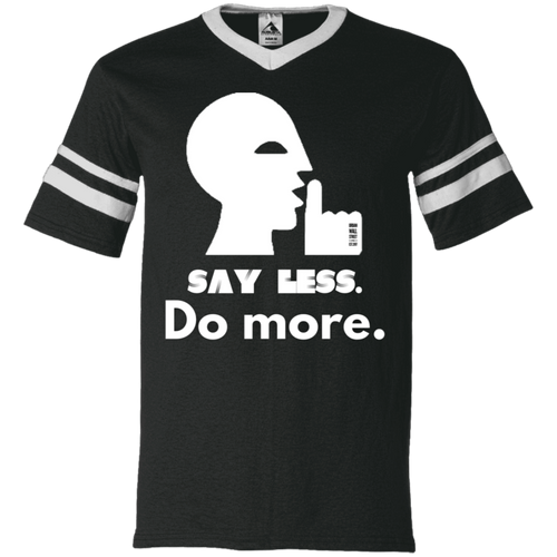 SAY LESS... V-Neck Sleeve Stripe Jersey