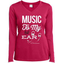 Load image into Gallery viewer, &quot;Music To My Ear...&quot; Ladies&#39; LS Performance V-Neck T-Shirt