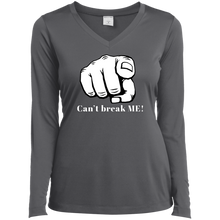 Load image into Gallery viewer, YOU CAN&#39;T BREAK ME Ladies&#39; LS Performance V-Neck T-Shirt