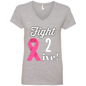 "Fight 2 Live" Ladies' V-Neck T-Shirt