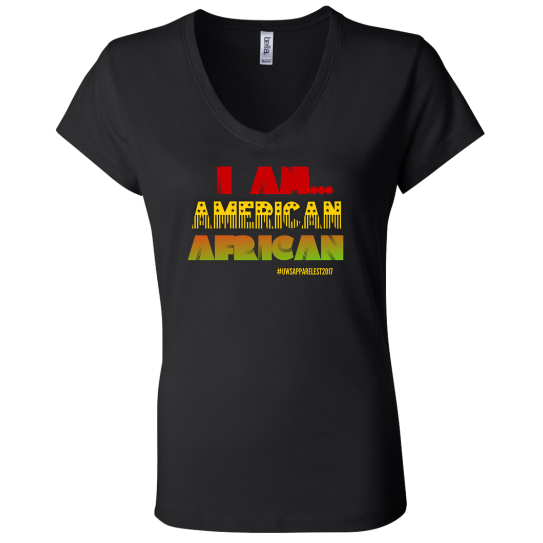 I AM AMERICAN AFRICAN Ladies' Jersey V-Neck T-Shirt