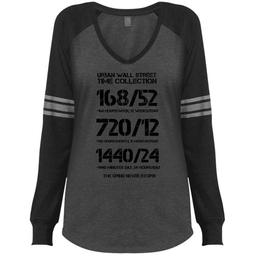 UWS Time Collection (Black/Grey) Ladies' Game LS V-Neck T-Shirt