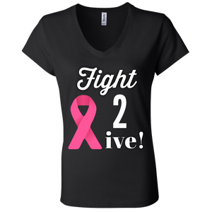 "Fight 2 Survive" Ladies' Jersey V-Neck T-Shirt