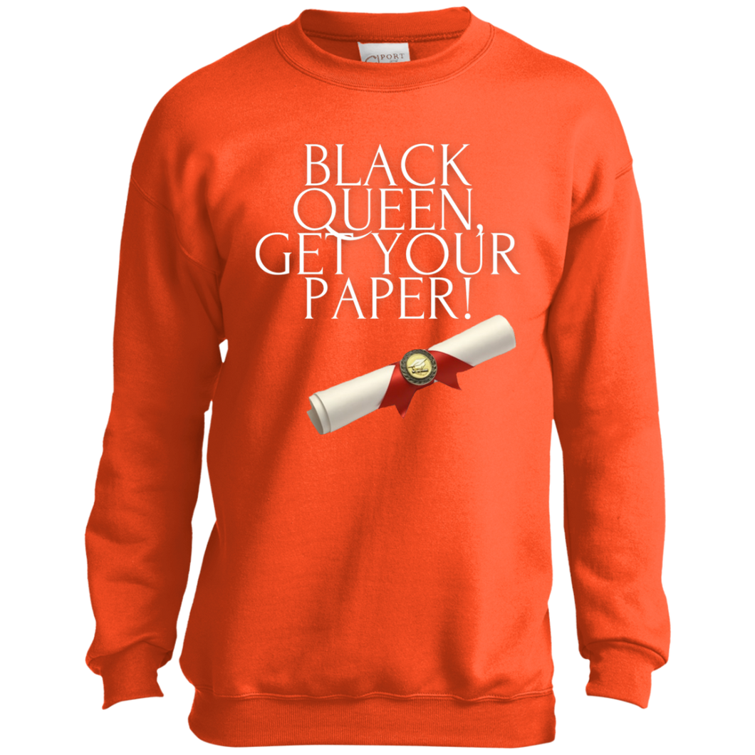 Black Queen Get Your Paper  Port and Co. Youth Crewneck Sweatshirt