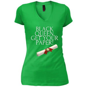 Black Queen Get Your Paper  Vintage Wash V-Neck T-Shirt