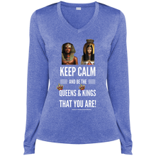 Load image into Gallery viewer, Keep Calm... Ladies&#39; LS Heather Dri-Fit V-Neck T-Shirt