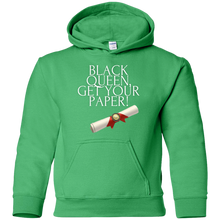 Load image into Gallery viewer, Black Queen Get Your Paper  Youth Pullover Hoodie