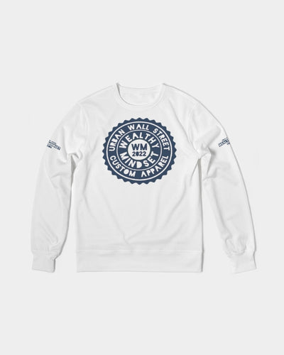 Wealthy Mindset  Men's Classic French Terry Crewneck Pullover (Navy)