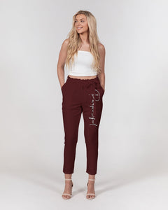 “Purposeful” Women's Belted Tapered Pants (Cranberry)