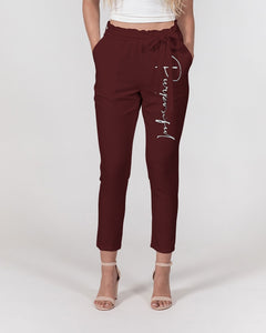 “Purposeful” Women's Belted Tapered Pants (Cranberry)