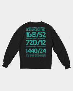 TIME Men's Classic French Terry Crewneck Pullover (black/teal)