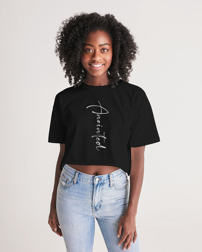 “Anointed” Women's Lounge Cropped Tee (Black)