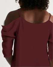 Load image into Gallery viewer, “Favored” Women&#39;s Open Shoulder A-Line Dress (Cranberry)