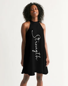 “Strength” Women's Halter Dress (Black)
