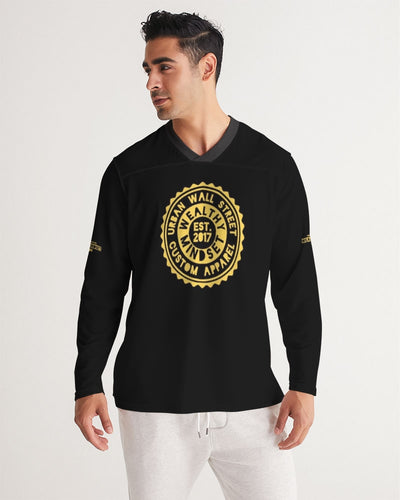 Wealthy Mindset  (Blk/Yellow) Men's Long Sleeve Sports Jersey