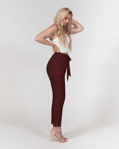 “Favored” Women's Belted Tapered Pants (Cranberry)