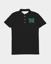 Load image into Gallery viewer, TIME Men&#39;s Slim Fit Short Sleeve Polo (Black/teal)