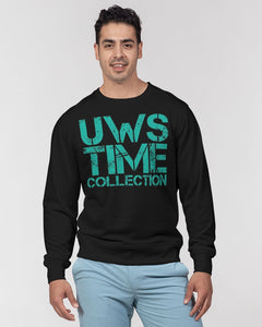 TIME Men's Classic French Terry Crewneck Pullover (black/teal)