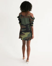 Load image into Gallery viewer, “Favored” Women&#39;s Open Shoulder A-Line Dress (Camo)