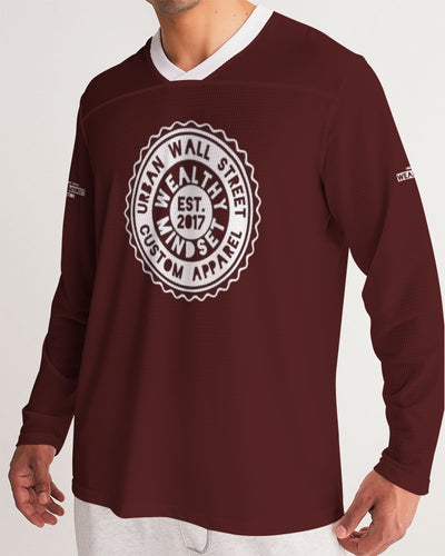 Wealthy Mindset  (Burgandy) Men's Long Sleeve Sports Jersey