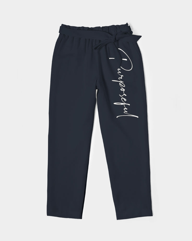“Purposeful” Women's Belted Tapered Pants (Navy)