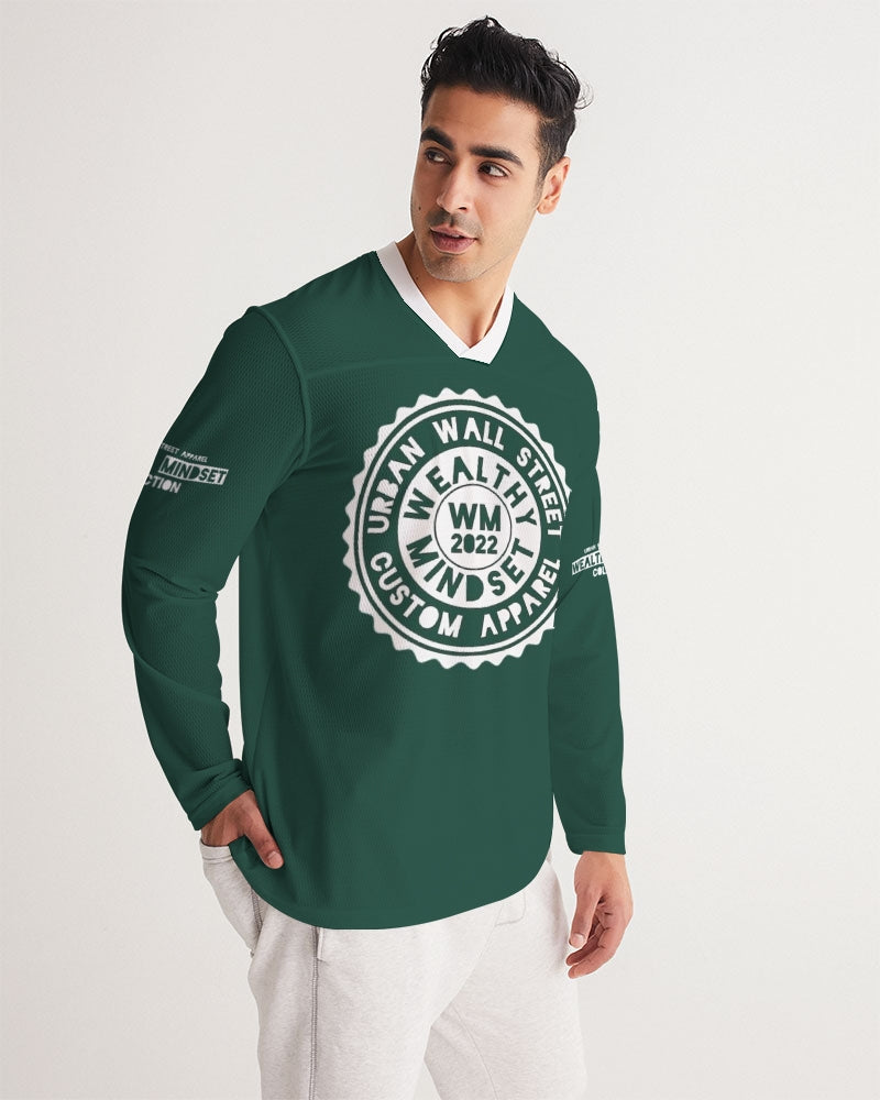 Wealthy Mindset (Green) Men's Long Sleeve Sports Jersey